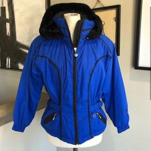 OBERMEYER royal blue Tiger Lily ski jacket with faux fur trimmed removable hood